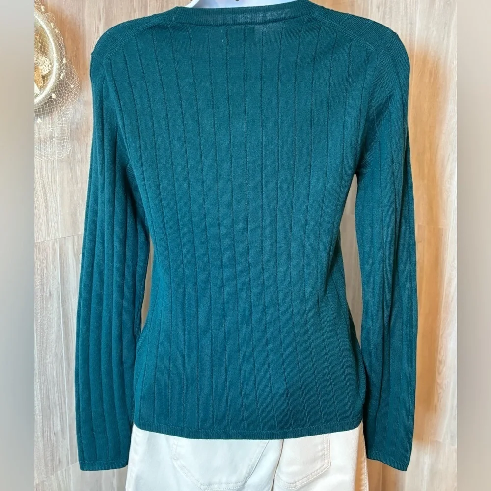 J. Crew Teal Ribbed Merino Wool Sweater